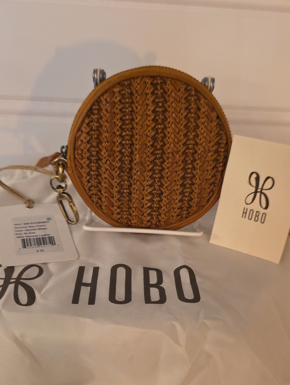HOBO Woven Round Mini Bag Charm in Harvest WHEAT